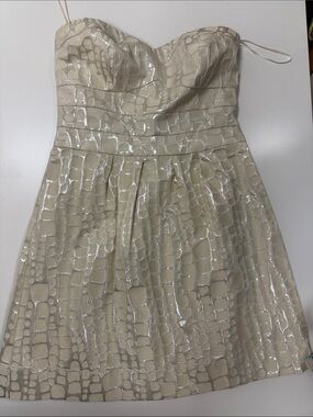 American Eagle Outfitters Cream Party Dress with Shimmer Accents